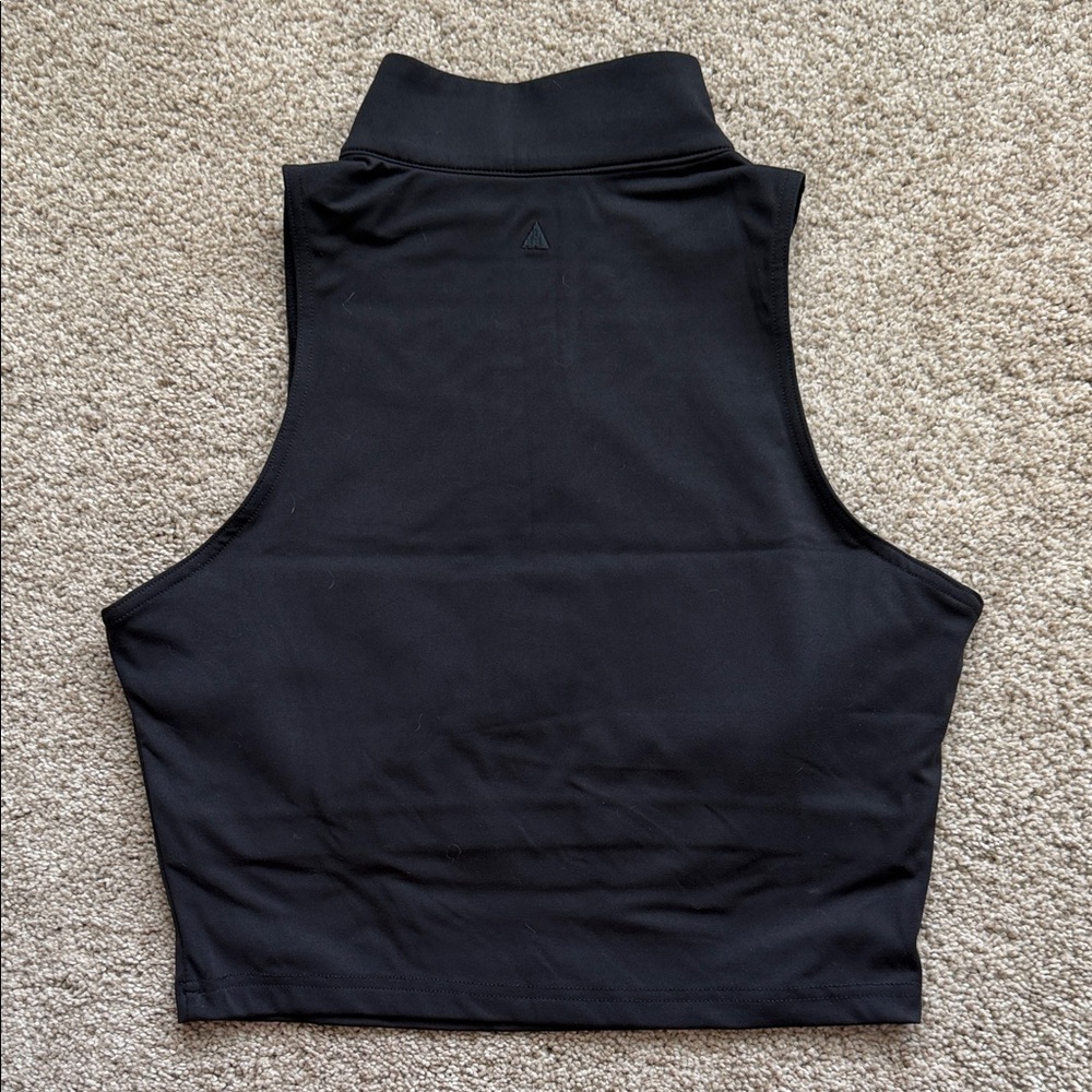 Balance Athletica Black Zip-Front High-Neck Crop Top - Picture 2 of 5